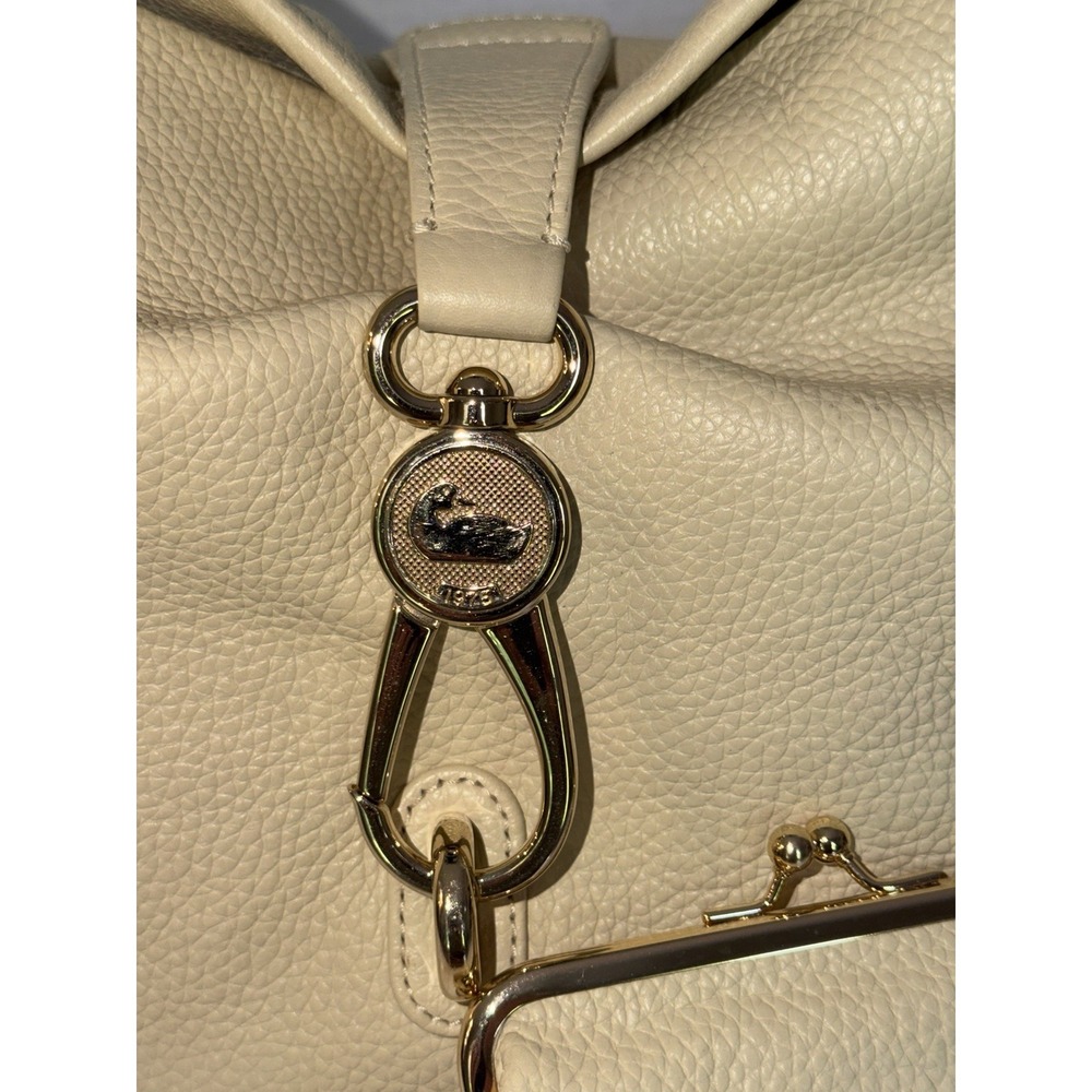 Dooney & Bourke Ivory Pebble Leather Hobo Shoulder Bag Wallet Pink Lining - Picture 7 of 16